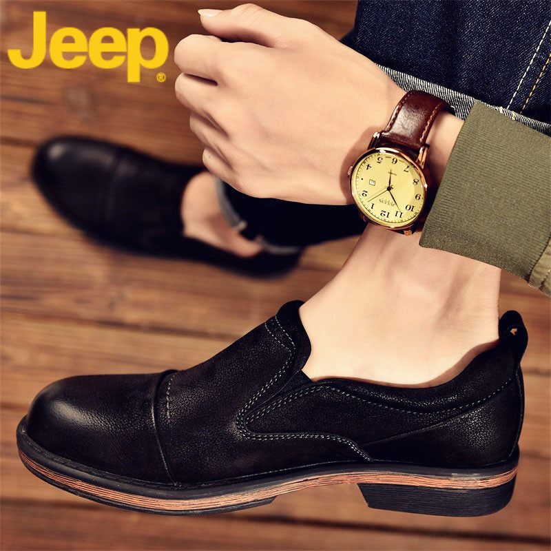 jeep casual leather shoes men's business formal leather soft bottom beanie shoes men's shoes autumn 2022 new trendy shoes