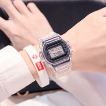 Transparent ins Wind childrens watch girl junior high school girl senior high school girl forest Net red Student Electronic small square watch