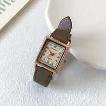 Niche light luxury watch women small temperament ins Wind Square high school students simple retro forest belt waterproof