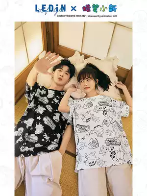 Lemachi Crayon Shin-Chan joint single pajamas couple with cute cartoon print T-shirt home clothes shirt