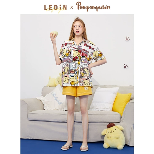 乐町 Милая пижама для отдыха, милый комплект для школьников, короткий рукав, оверсайз