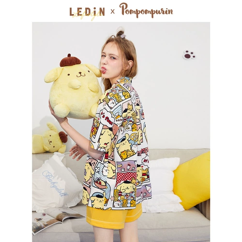 乐町 Милая пижама для отдыха, милый комплект для школьников, короткий рукав, оверсайз