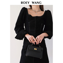 ROEYWANG stretch slim dress female 2020 new French retro spring and autumn temperament A- line dress tide