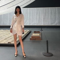 ROEY WANG dress women Summer 2020 New temperament chiffon shirt skirt waist Minimalist cold wind skirt