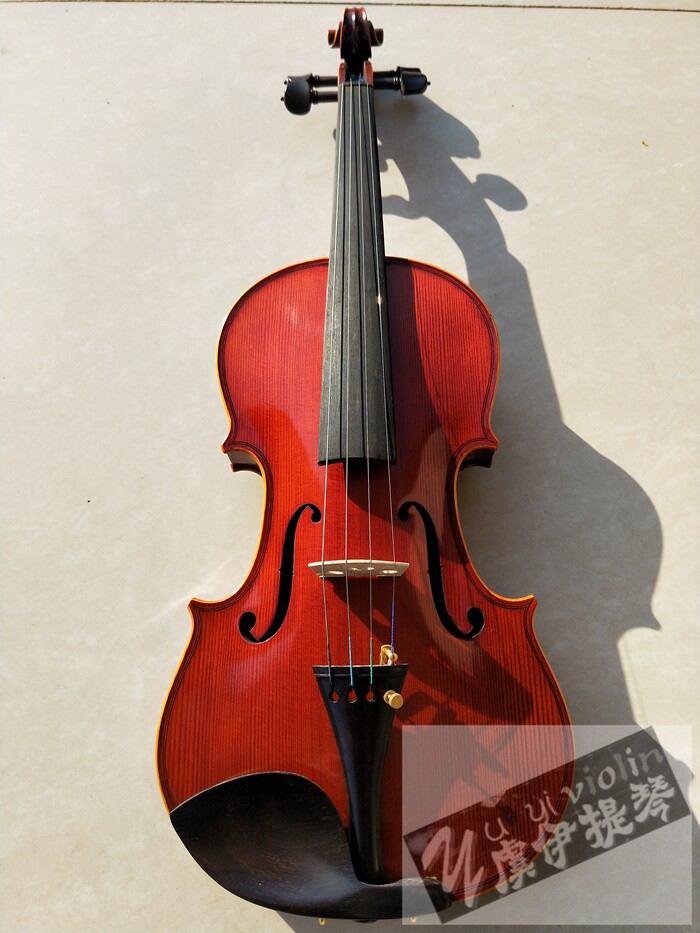 High-end professional handmade violin alcoholic lacquer umwood accessories red Sichuan stock violin for 4/4