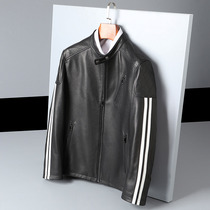 2021 Haining autumn and winter New First layer cowhide leather leather leather jacket mens round neck leather jacket casual locomotive jacket