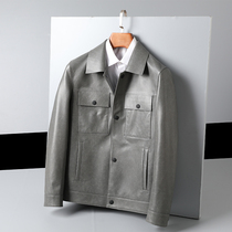 2021 Autumn Winter New Haining leather leather mens gray sheepskin lapel size leather jacket overcoat