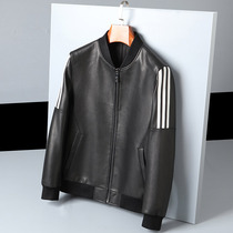 Haining autumn new high quality first layer cowhide jacket stand collar leather leather casual short leather jacket