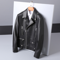 GD same leather locomotive leather men SLP wind sheep leather slim Haining leather jacket large size jacket