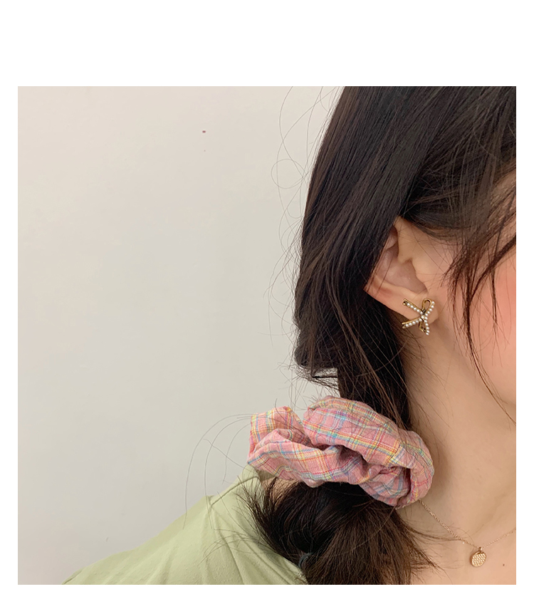 Grenz Überschreitende Mädchen French Cole Ring Blumen Kariertes Haar Ring Retro Variable Stoff Haars Eil Großhandel display picture 20