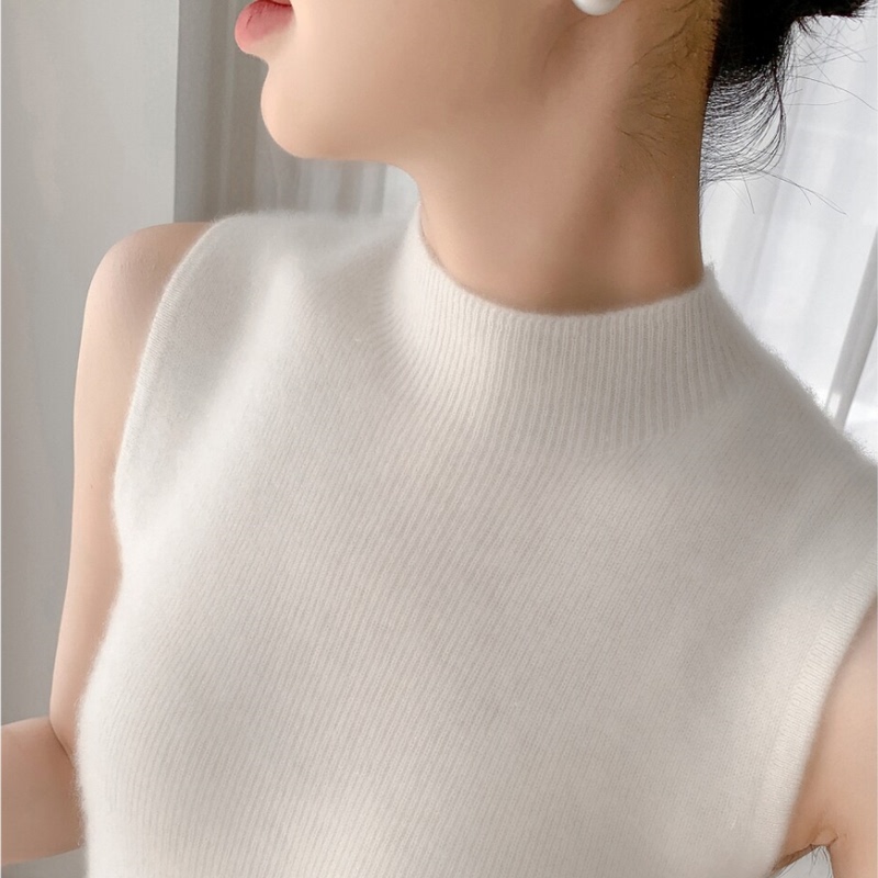 100% Pure Cashmere Knitted Vest for Women, Half Turtleneck, Sleeveless, Soft and Slim-Fitting Cashmere Base Layer Sweater 100% Pure Cashmere Knitted Vest for Women, Half Turtleneck, Sleeveless, Soft and Slim-Fitting Cashmere Base Layer Sweater