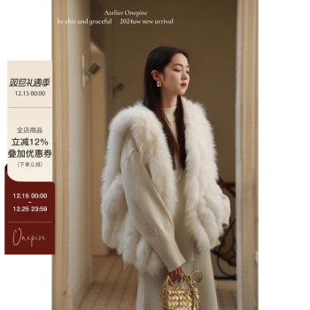 Onepire|<mianmian little milk cream> heavy industry full real fox fur versatile waistcoat
