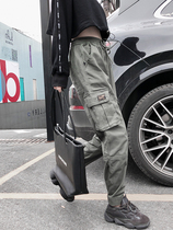 ins overalls womens loose bf beam feet hiphop autumn and winter large size student Korean version straight tube plus velvet nine-point pants