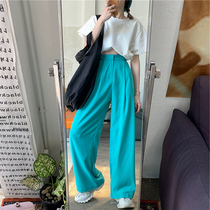 Fat sister mm large size pants loose Autumn New 2021 womens high waist straight wide leg pants children thin tide