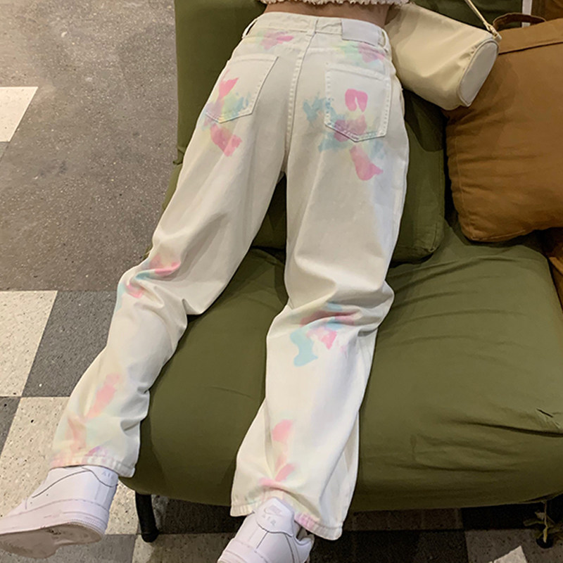 Fat Sister Big Size Women's Dress Jeans Autumn Clothing New 2022 Loose High Waist Straight Cylinder Wide Pants Children With Slim Tide