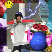 Overseas D purchase impulse self-retention vtg first year sports sweater geometric block surface newyork 90s #