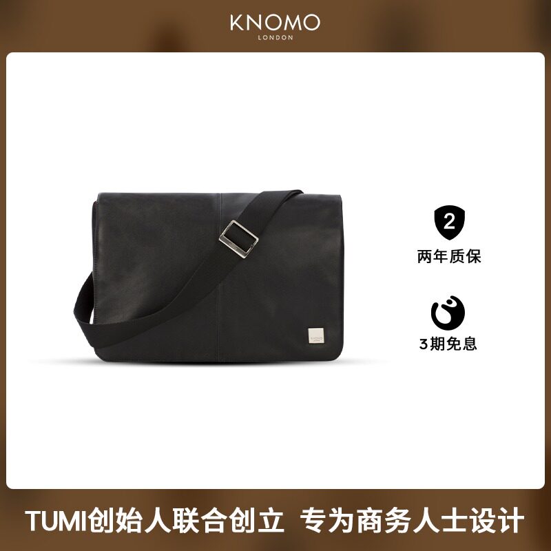 KNOMO UK Tide Cards Men Genuine Leather Mailbag single shoulder bag Bull Leather Skew Satchel Business Commute Big capacity
