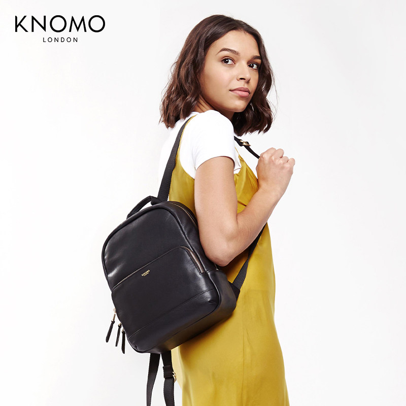 British KNOMO tide brand women's business backpack leather leather commuter backpack medium simple, lightweight and fashionable