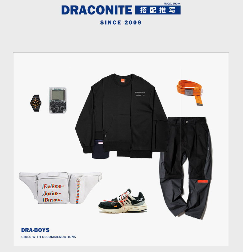 DRACONITE Tide hoàn toàn mới cá tính thiết kế ban đầu thêu chữ di động 蹦 di túi nam nữ 13409 - Túi của con người túi lyn
