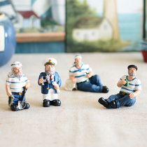 Resin crafts Navy figure ornaments Mediterranean creative home decorations Desktop knickknacks Sailor captain