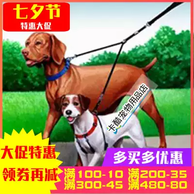 One point, two, one drag, two, two dogs at the same time, small, large and medium-sized dogs, double-headed leash, leash, rope, pull the dog chain