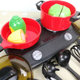 Simulation gas stove children play house wine girl kitchen toy cooking cut cut music fruit set