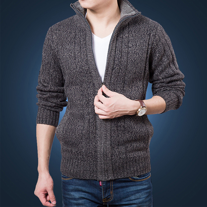 Áo len nam dày len áo len lỏng đan cộng với nhung ấm áp áo len trung niên cha áo len áo unisex