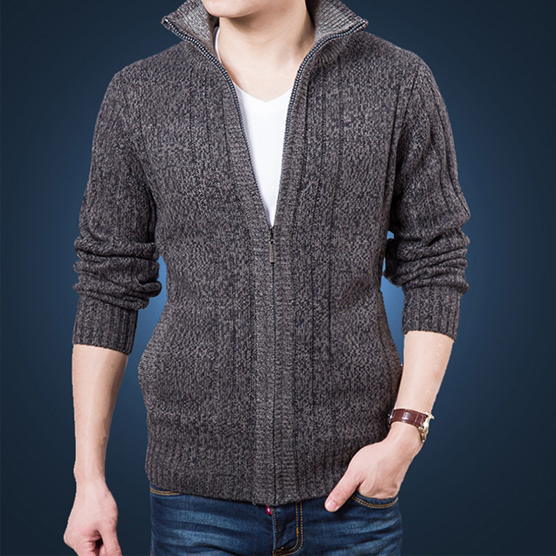 Áo len nam dày len áo len lỏng đan cộng với nhung ấm áp áo len trung niên cha áo len áo unisex