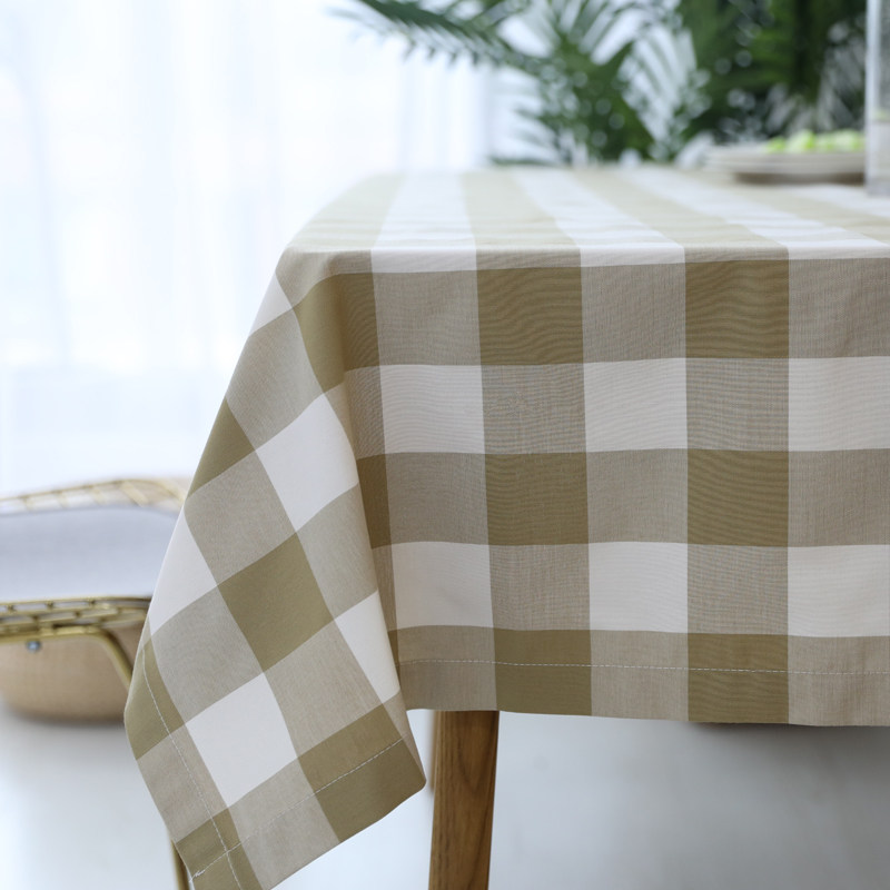 Nordic style yarn-dyed plaid simple Japanese beige milk white plaid table cloth tea cloth cover cloth
