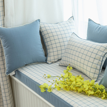 Milk white lattice Japanese hipster Nordic wind window cushion high density sponge thick card seat cushion window cushion