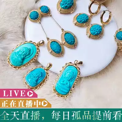 Honey Xi Mixi Turquoise Live Original Mine Barrel Bucket Handstring Three-way Round Pearl Ping Ping An Buckle Guanyin Buddha Bodhi Accessories Accessories