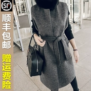Mùa thu và mùa đông dài vest cashmere Phiên bản Hàn Quốc của áo len cổ tròn không tay áo khoác vest mới áo khoác nữ - Áo vest