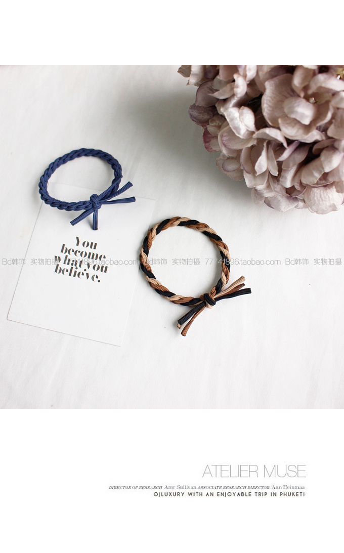 Phiên bản màu Nhật Bản và Hàn Quốc kết hợp màu xoắn band vòng đeo tay bằng cao su dây da đậm trường hợp Hàn Quốc đầu dây tóc dây tóc phụ kiện tóc buộc tóc băng đô cài tóc