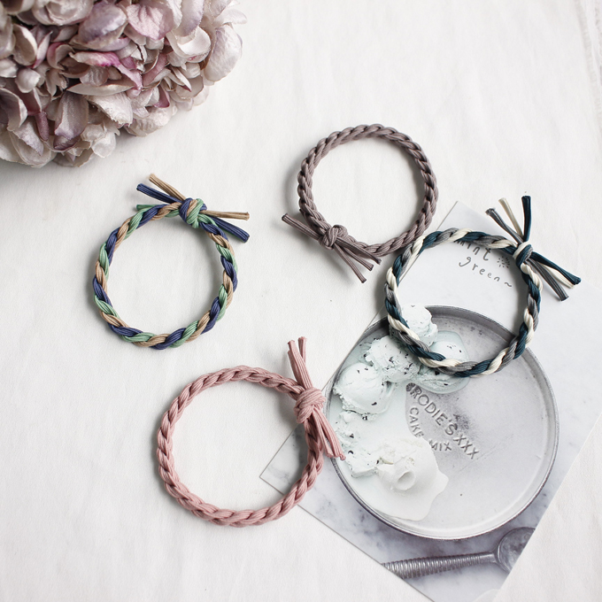 Phiên bản màu Nhật Bản và Hàn Quốc kết hợp màu xoắn band vòng đeo tay bằng cao su dây da đậm trường hợp Hàn Quốc đầu dây tóc dây tóc phụ kiện tóc buộc tóc băng đô cài tóc