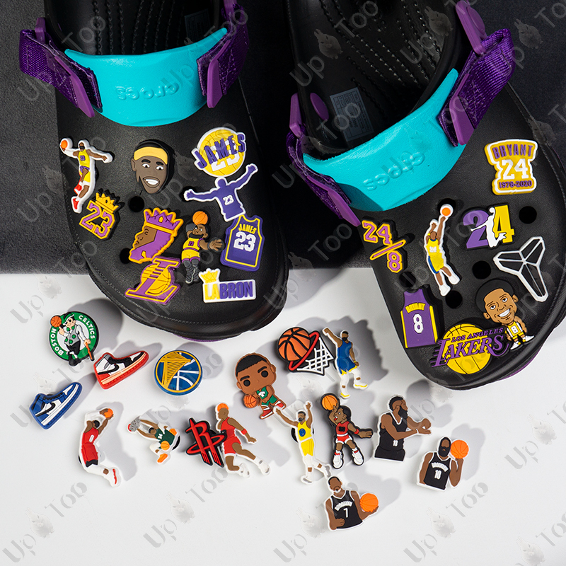 Na Crocs Shoes with Basketball Court Design, Karchi James Curry Mvp Shoe Buckle, Cros Accessories