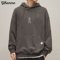 Autumn new mens hooded sweater loose pullover Korean trend print long sleeve casual hoodie jacket