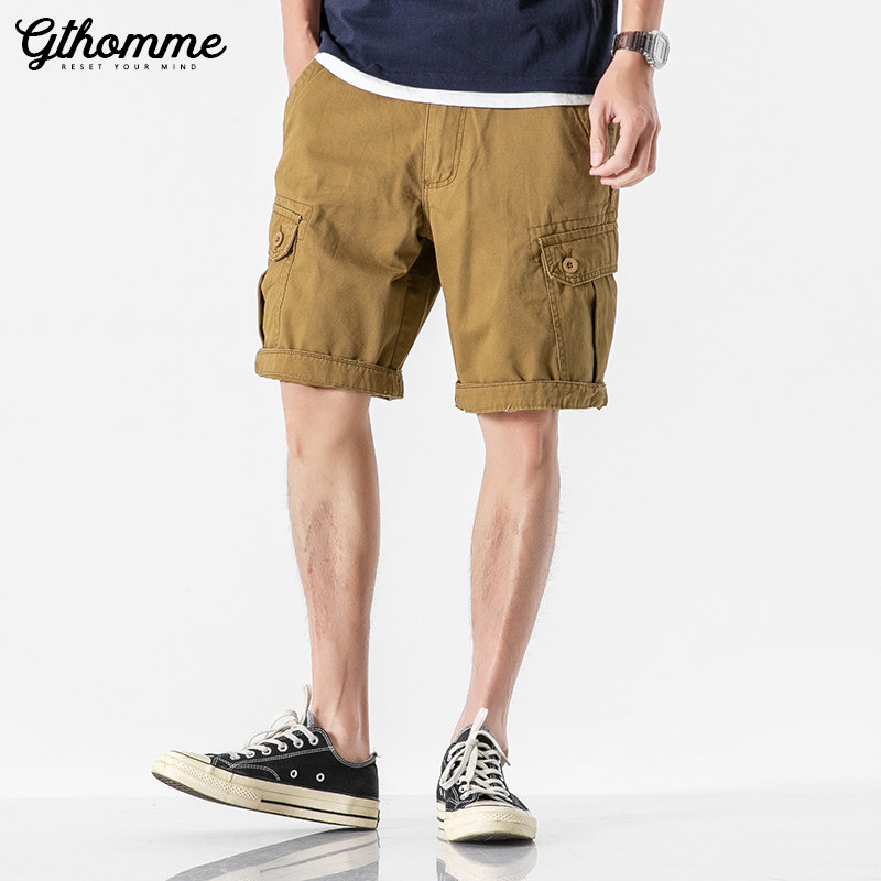 Summer new men's casual shorts loose straight Korean fashion tooling Joker fashion five-piece pants thin