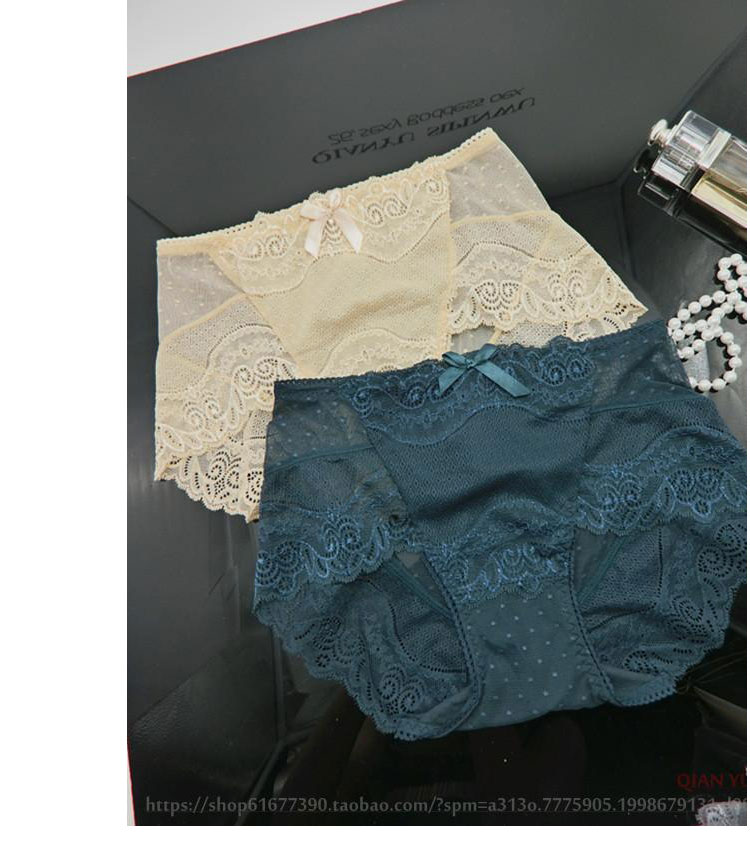 Đồ lót kích thước lớn của phụ nữ eo ren đồ lót lưới sợi điểm màu rắn đồ lót phụ nữ eo cao ren gợi cảm quần sịp
