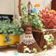 Mini natural brown bristle brush, small broom, hanging ornaments and antique lace gardening accessories, cute broom desktop brush
