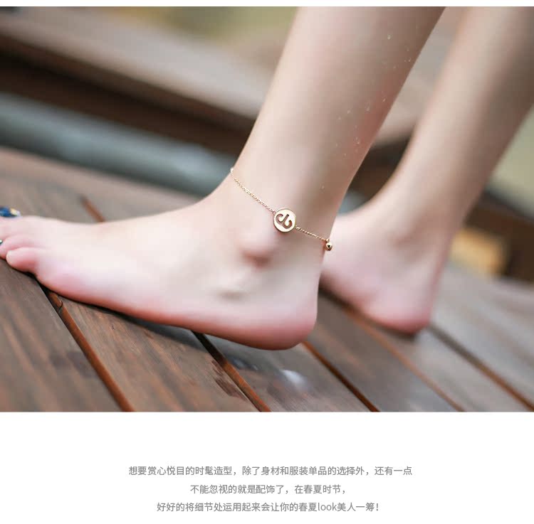 Kaila 12 chòm sao vòng chân nữ phiên bản Hàn Quốc của học sinh đơn giản Mori titan mạ vàng hồng chuông vàng hồng xã hội lắc chân nữ