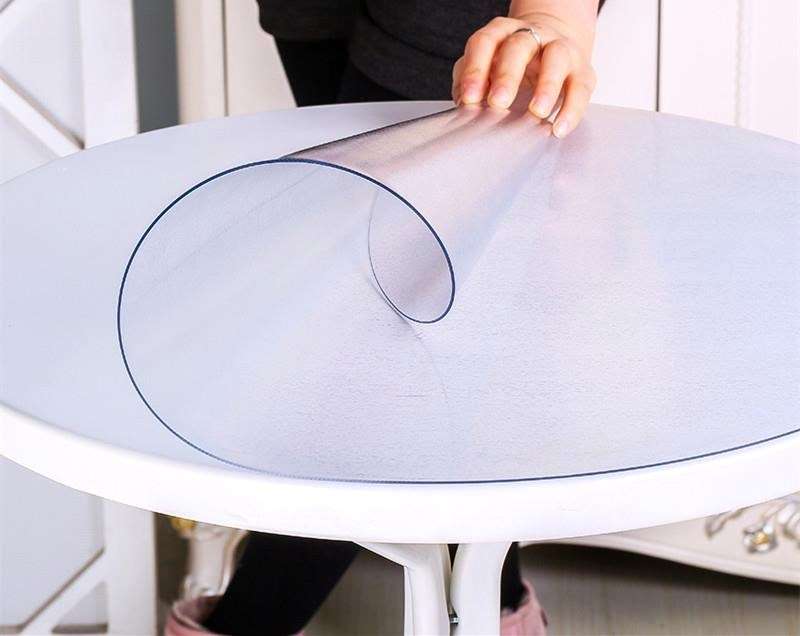Literary garden transparent glue soft glass anti-oil anti-scalding tablecloth mat Chinese round table round tablecloth table mat turntable
