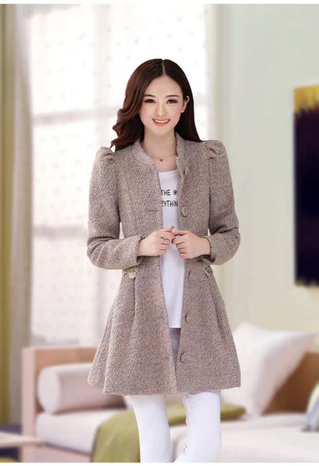 Người mẫu mùa thu đông 2015 Áo len nữ của phụ nữ Áo len lông dài cổ áo Ngôi sao Han Fan Zhao Liying với đoạn văn - Áo Hàn Quốc vest dạ nữ ngắn
