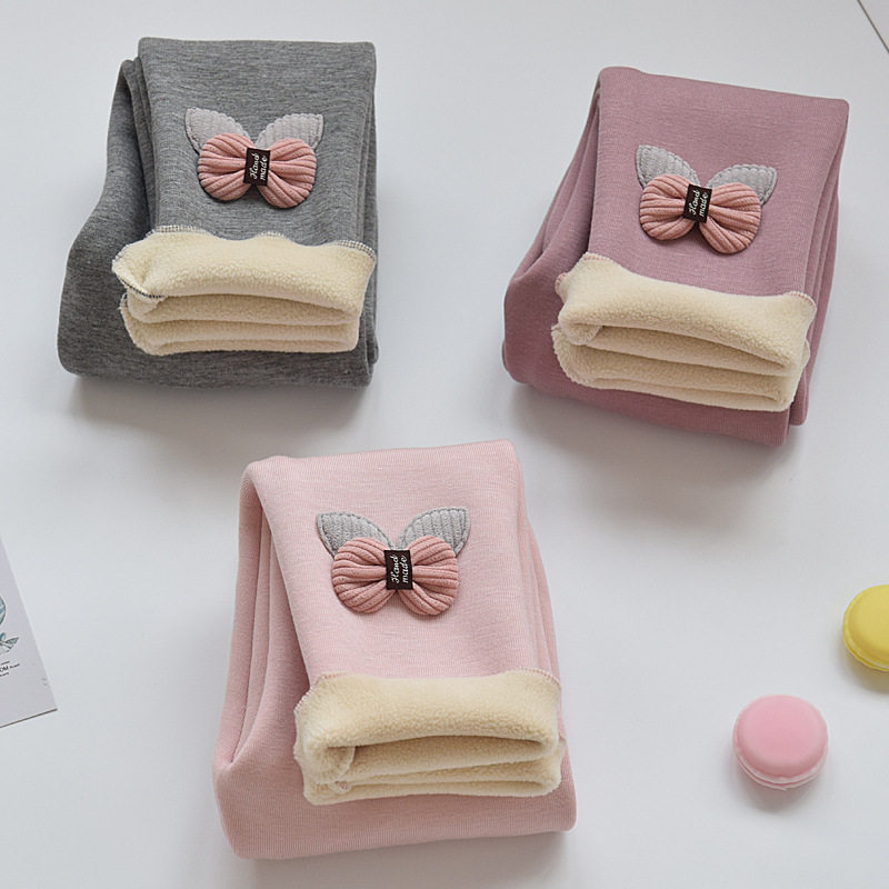 Girl Beats Bottom Pants Plus Suede Thickened Pure Cotton Children Integrated Suede Pants Wear Autumn And Winter Style Women Foreign Air Long Pants-Taobao