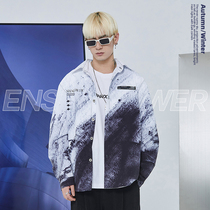 ENSHADOWER secluded Gradient Splash Shirt Man Fall Loose Long Sleeve Shirt Casual Couple Jacket Tide