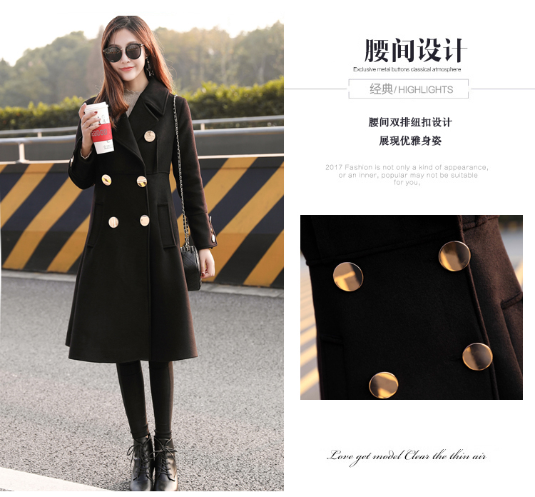 2018 mùa đông mới Hàn Quốc cơ thể nữ giảm béo áo len đen eo áo len dài nữ áo cardigan