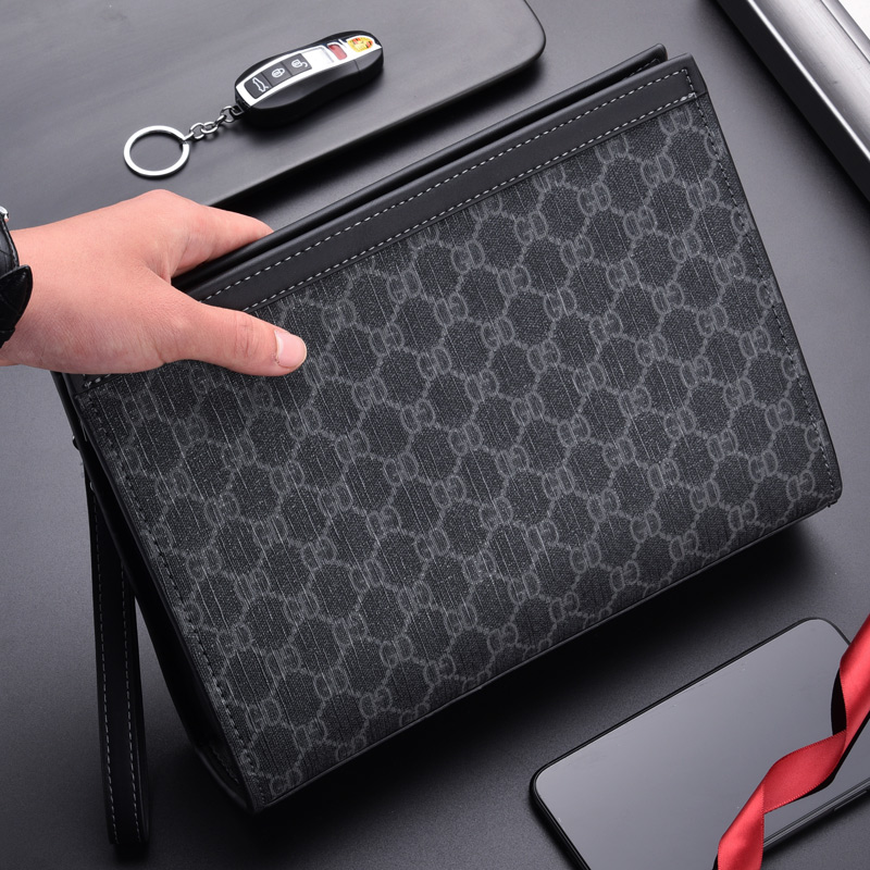 Hong Kong Men's New Hand Grab Bag Casual Hand Grab Bag Large Capacity Clip Handbag Fashion Carry Bag Fashion Carry Bag Wave
