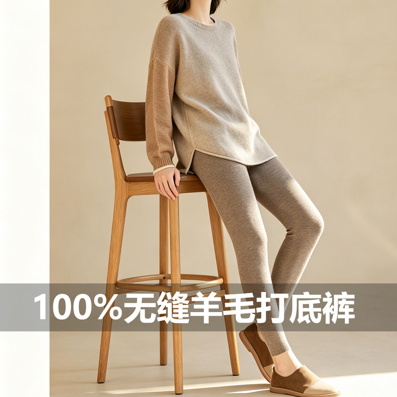 Inner Mongolia Slimming 100% Wool Pants for Women and Men, High-Waisted Seamless Base Layer Cashmere Pants, Can Be Worn Inside and Outside, Warm and Slim-Fitting Skinny Pants