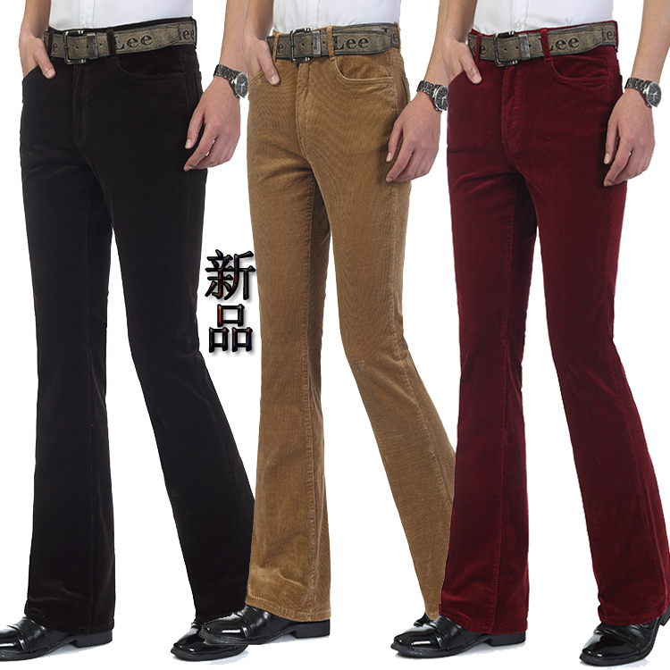 Spring and Autumn New Men's Corduroy Fabric Flared Pants, Mid-Waist Slim Fit Long Pants, Casual Small Flared Pants for Men