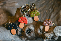 Yishu HERZ Full Cowhide Handmade Nissan Mushroom Keychain (KE-210)