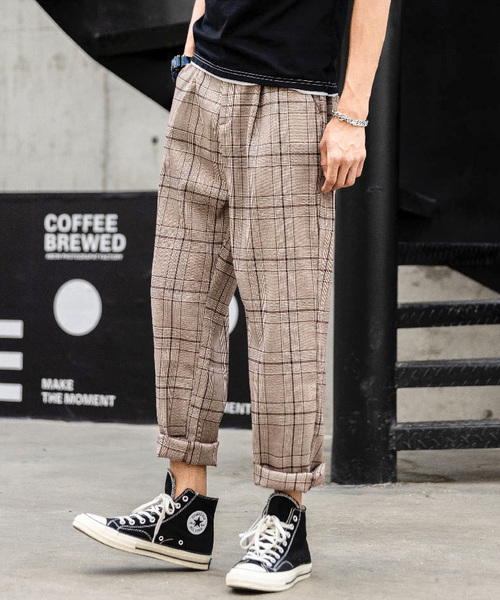 One Tree NEOS Fashion Grand Plaid Gge Wave Men's New Pint Casual Pants 90% Pants